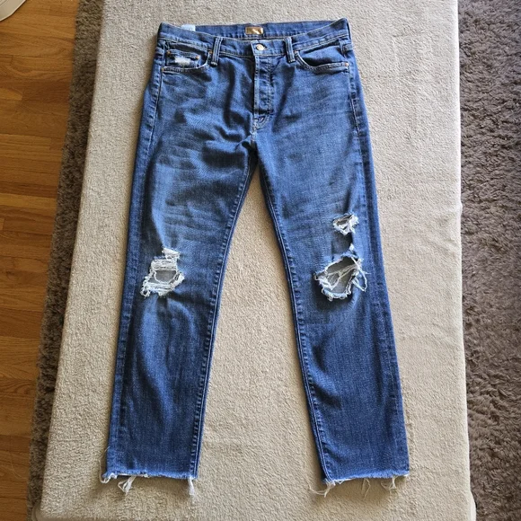 MOTHER Blue Cropped Jeans - Picture 4 of 16